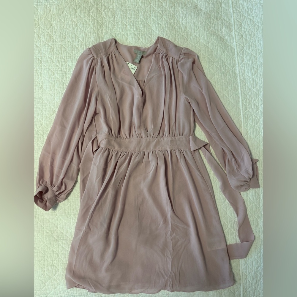 Long-Sleeve Dress with Waist Tie